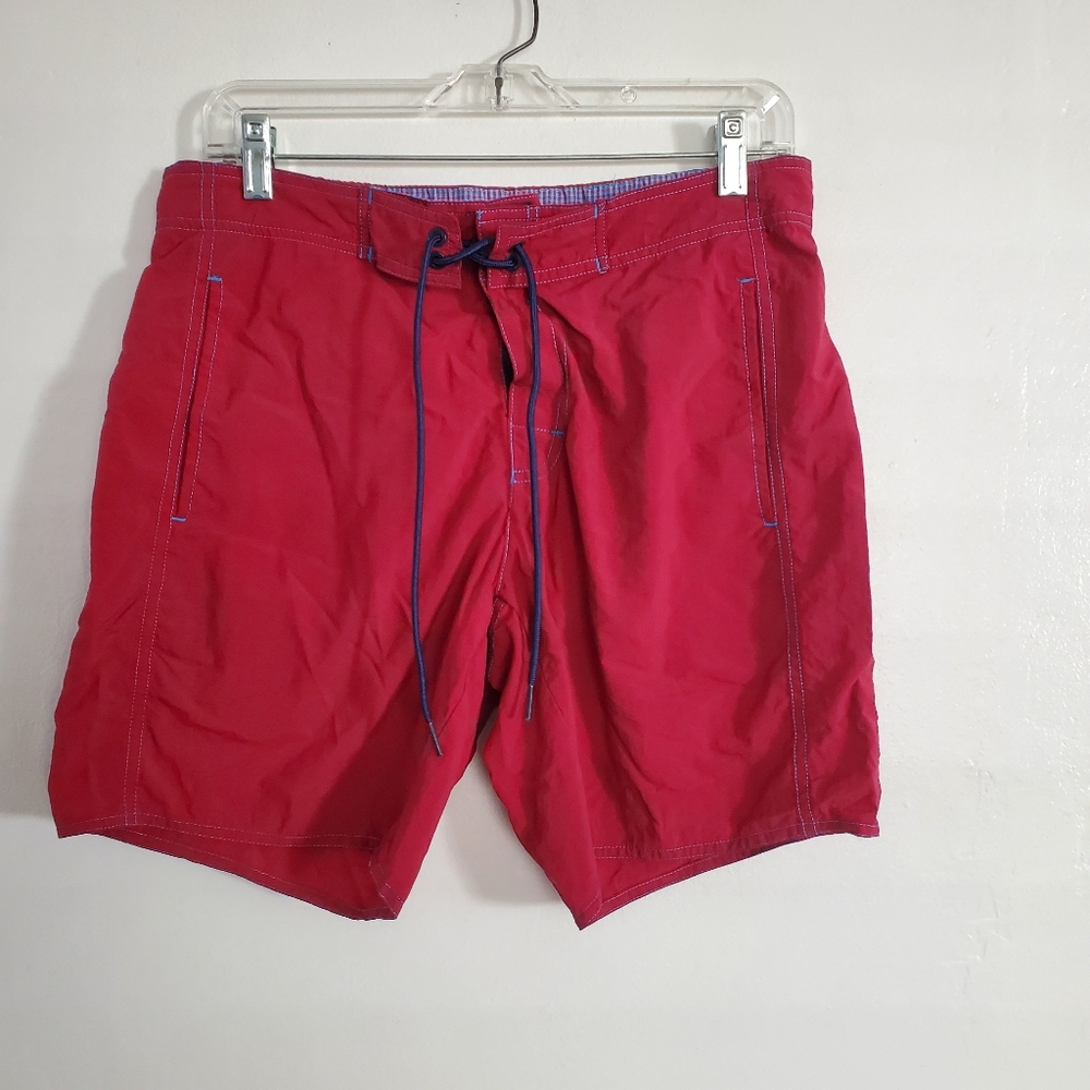 Zachery Prell Men's Size 32  Red Vented Lined Board Shorts Swim Trunks Beach 7"